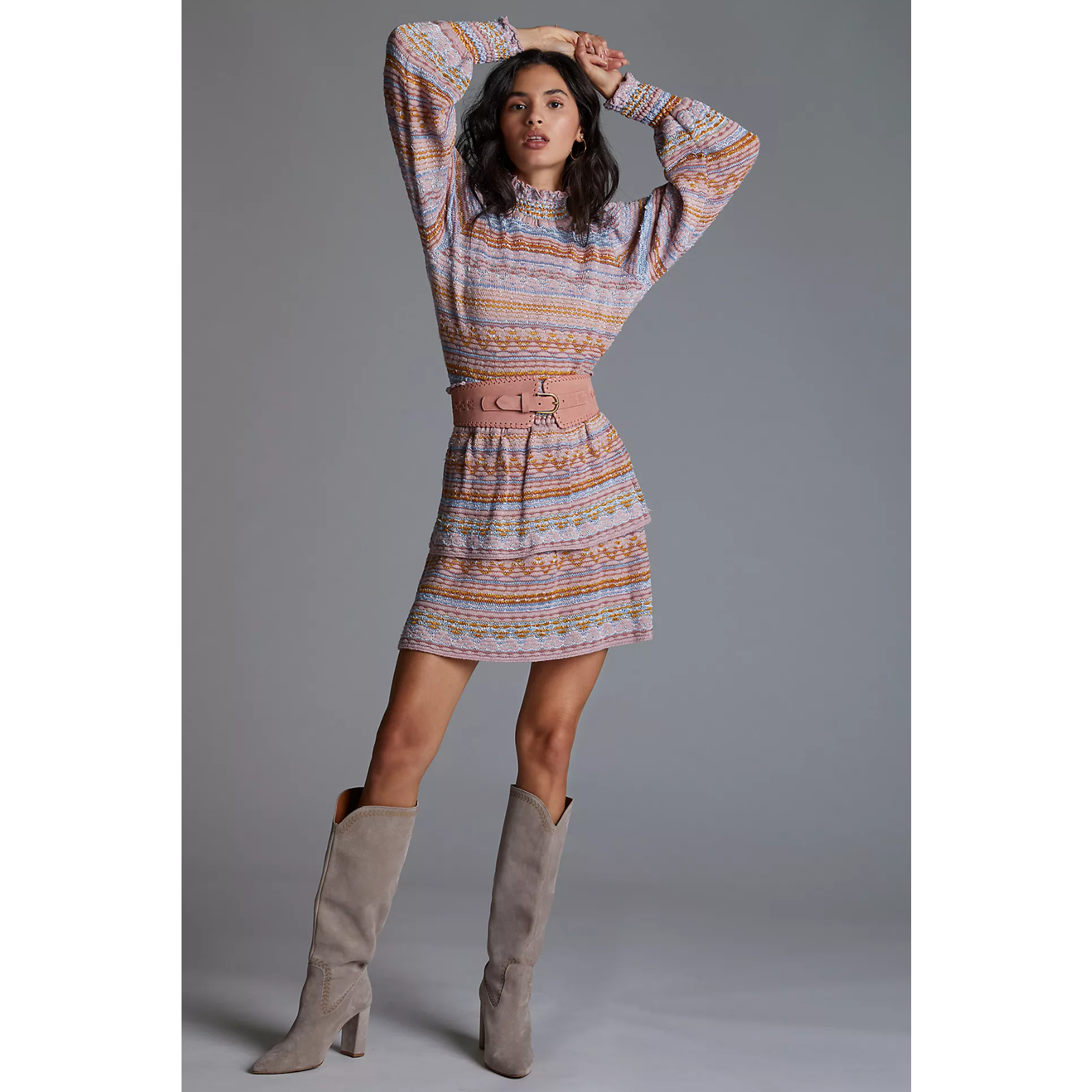 New Anthropologie Tiered Sweater Mini Skirt - Medium Petite (Mp)